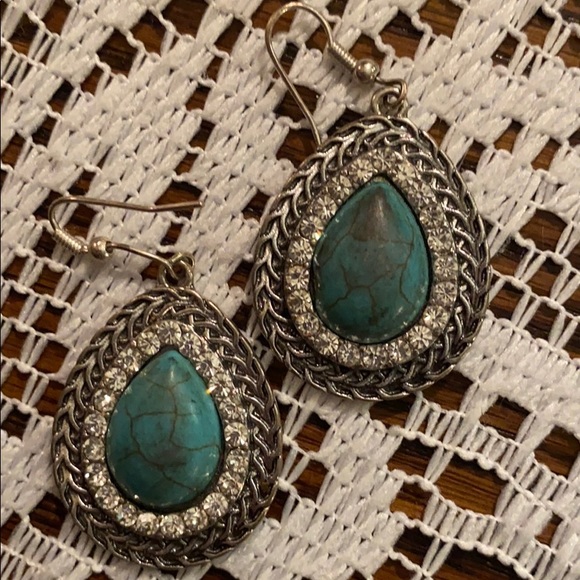 Jewelry - Faux Turquoise & Rhinestone Earrings